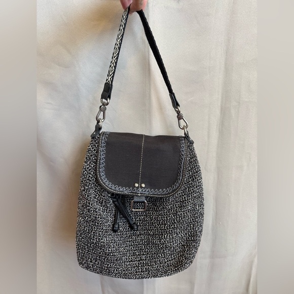 The Sak Avalon Black Gray Crochet Knit Convertible Backpack main image 6
